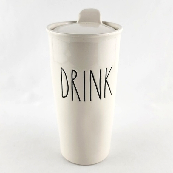 Rae Dunn Ceramic Travel Insulated Tall Mug Drink Lid Cup DRINK  Large Letters - Picture 1 of 12